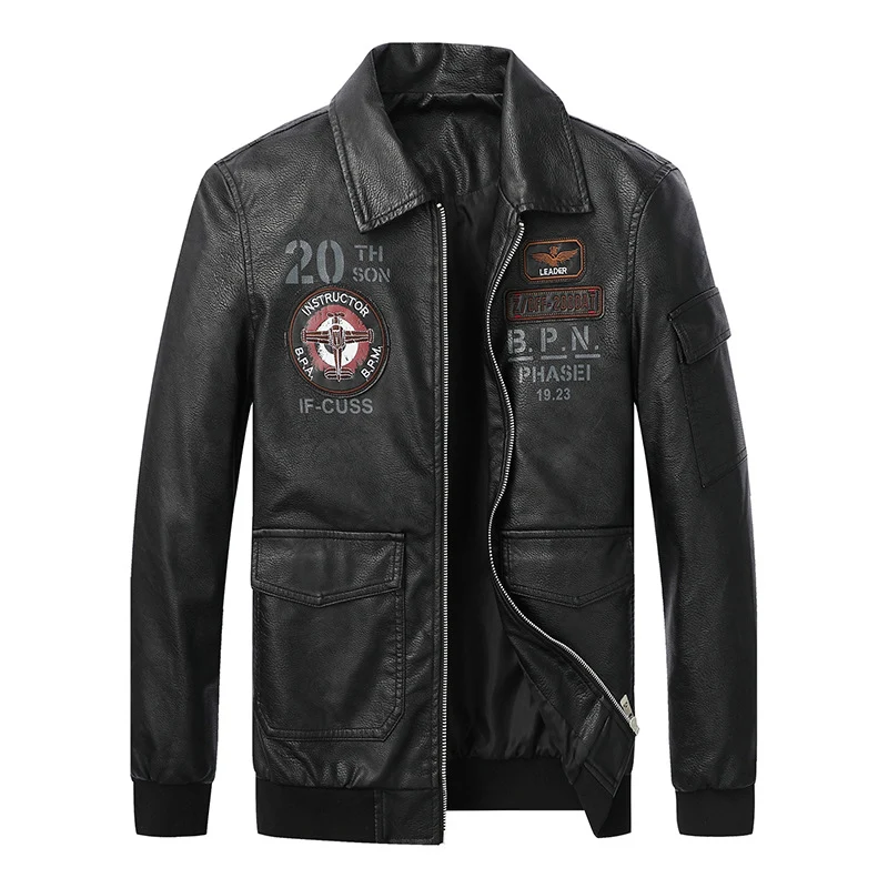 Giacca casual in pelle da uomo con ricamo sul revers. Artigianato e stile per un look informale ed elegante. Perfetta per ogni occasione. — foto 3