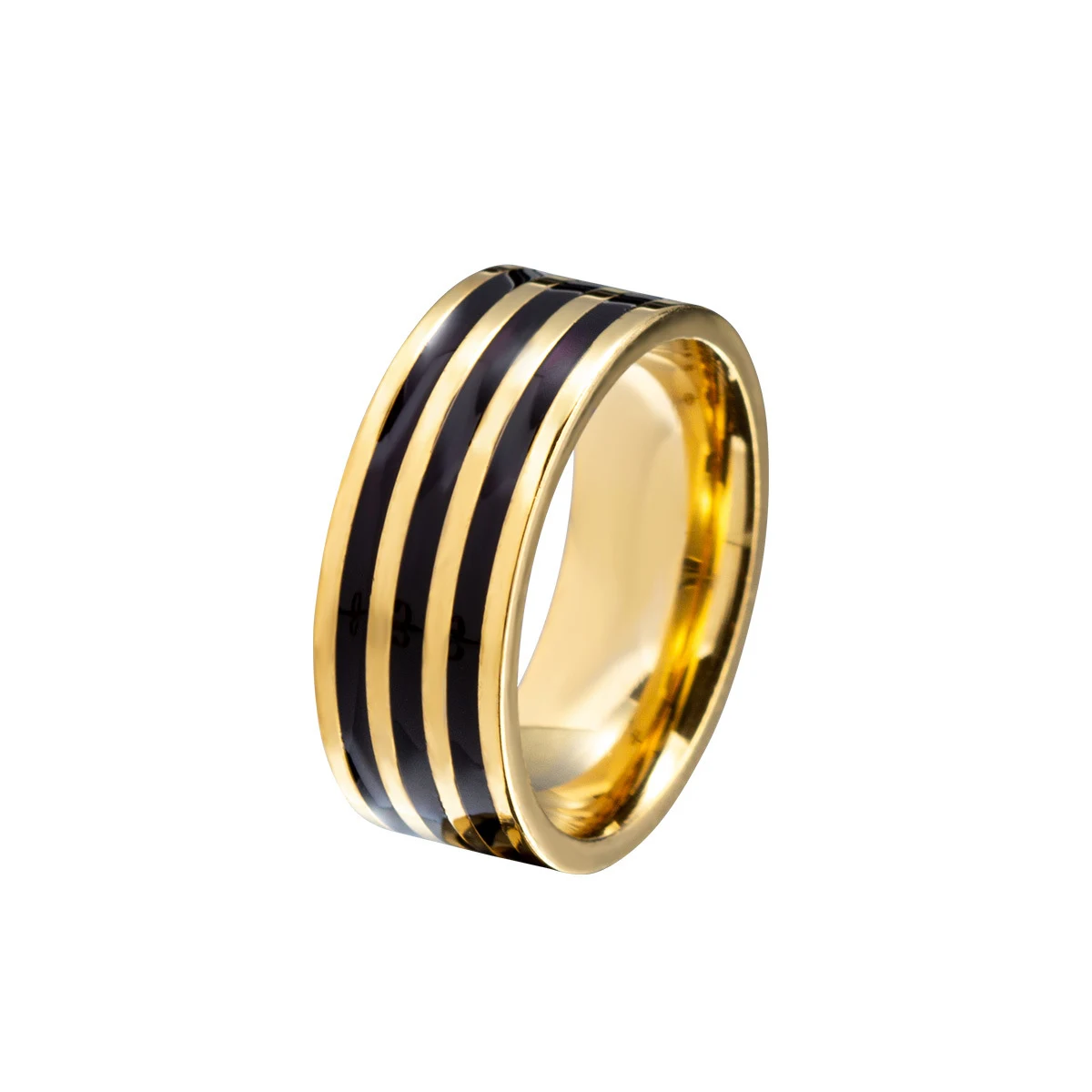 Paar damesringen van titanium staal, verguld, kleurvast. Duurzame en elegante ringen voor een langdurige relatie. — foto 1