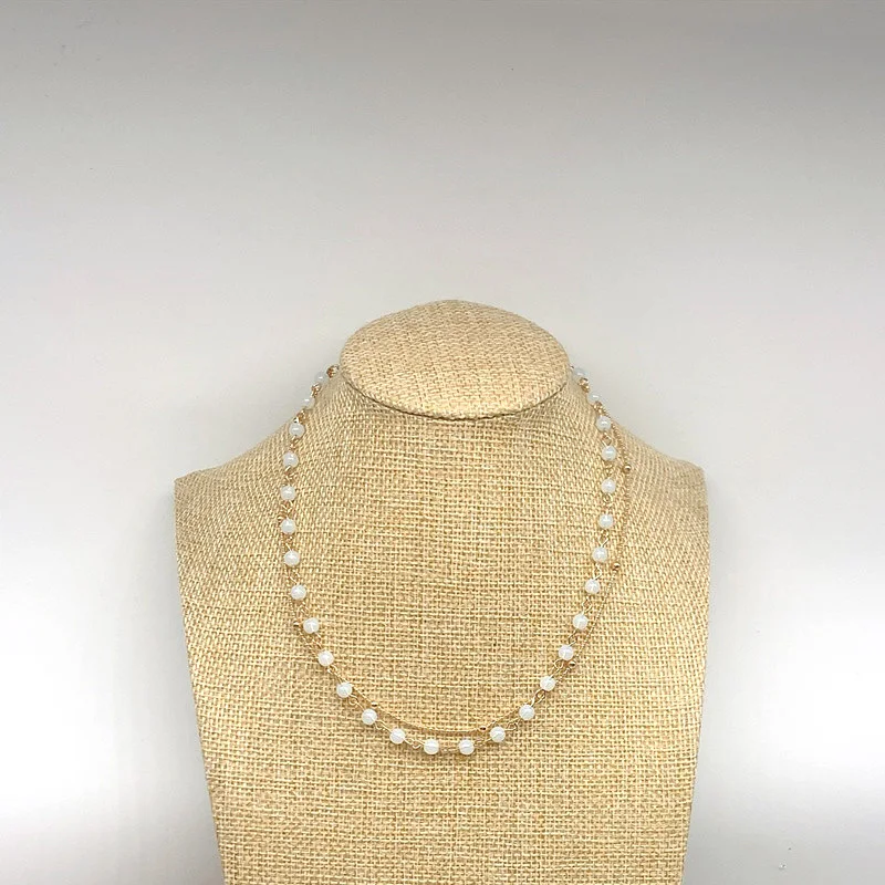 Corrente de clavícula simples com contas para moda feminina Joia delicada e minimalista para realçar o pescoço Acessório elegante para diversas ocasiões. — foto 7