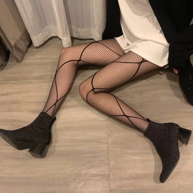 Title 5, Cross Perspective Long-tube Fishnet Socks