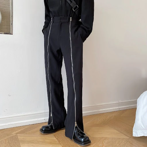 Title 3, Mens Zipper Decorative Slit Trousers — stylish...