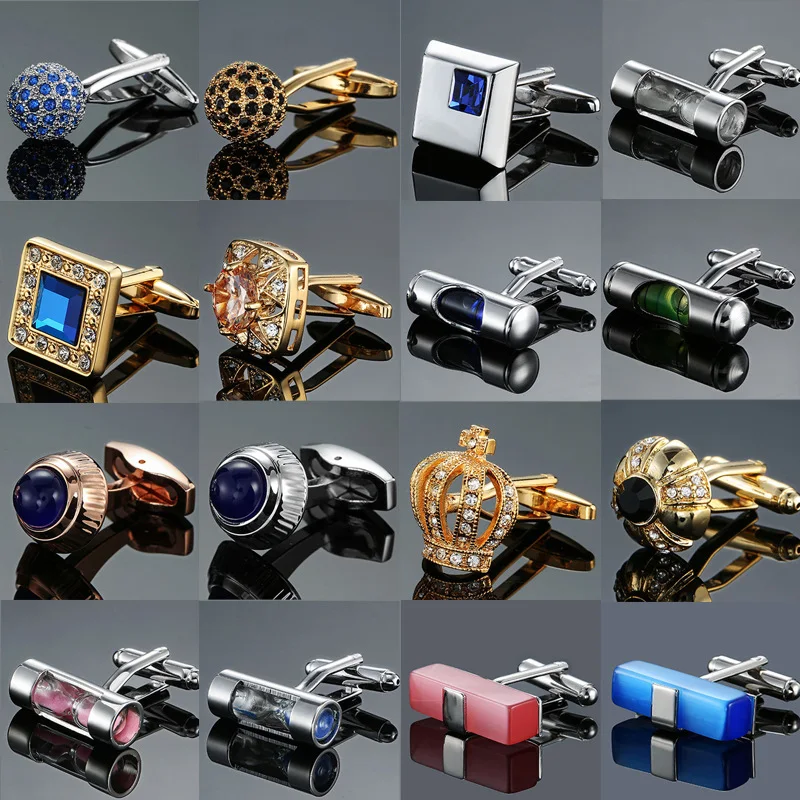 Abotoaduras de Luxo com Nível, Ampulheta, Coroa e Cristal Zircônia. Adicione sofisticação ao seu visual e estilo. — foto 5
