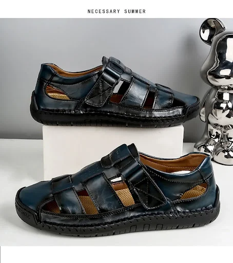 Title 6, Handgenähte Leder-Freizeit-Strandsandalen für H...