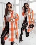 Women's Fashion Long Sleeve Color Plaid Brushed Woolen Long Coat, warm & stylish, perfect for cold weather, a comfortabl — photo 13