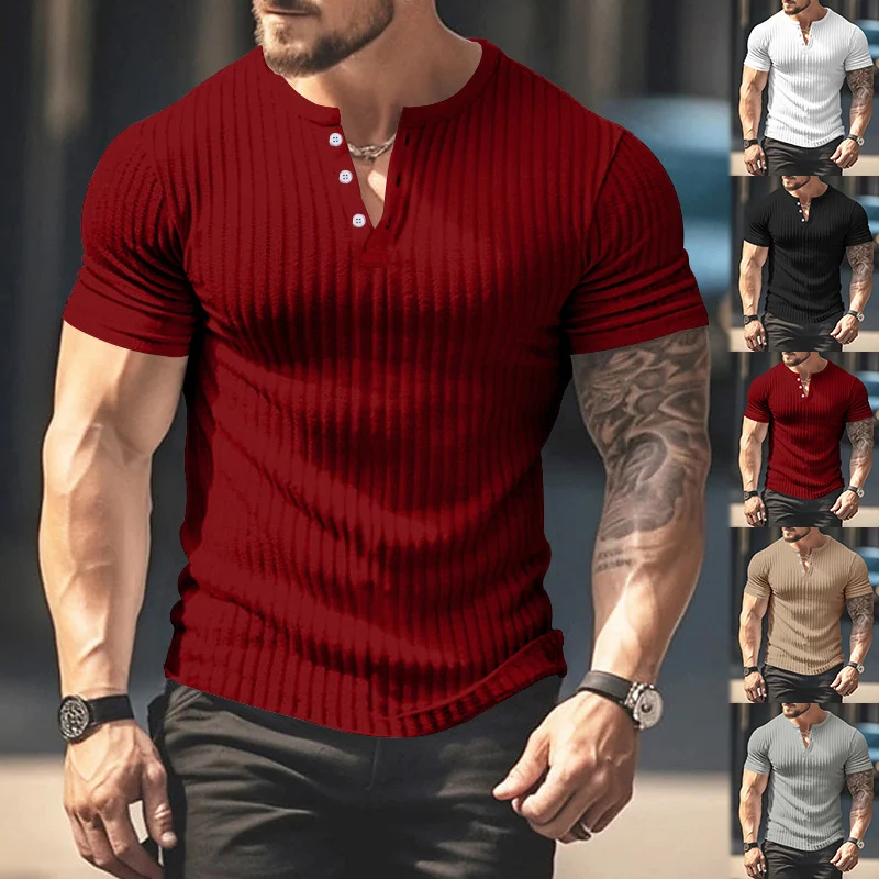 Title 11, Mens Short Sleeve Slim Fit Sunken Stripe V-nec...
