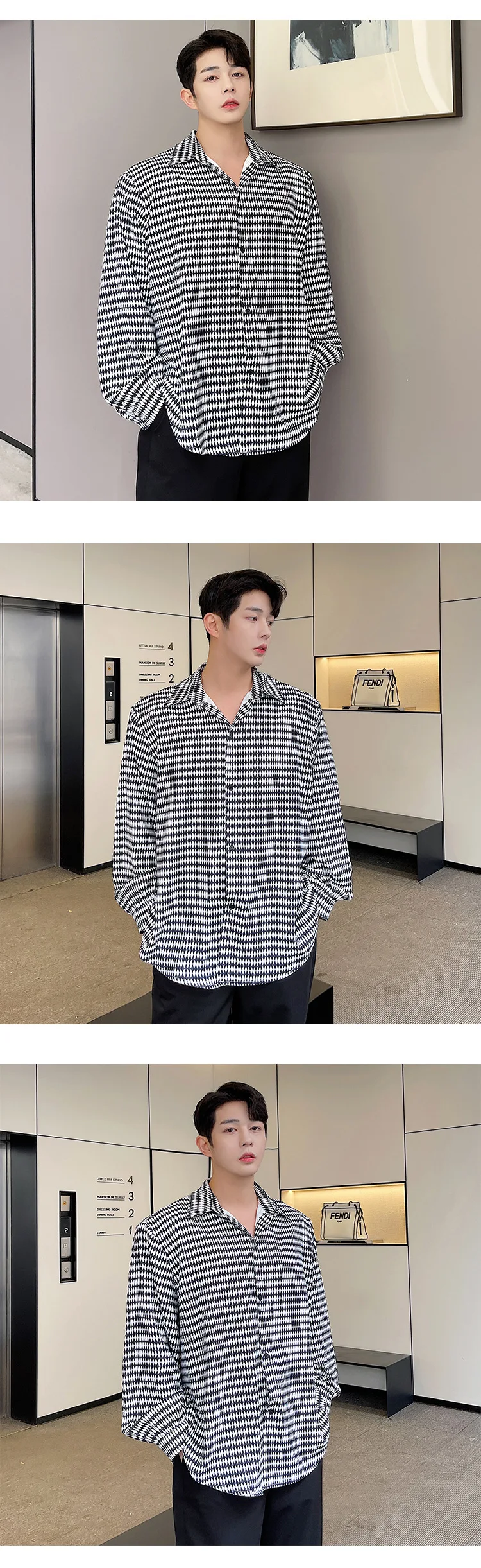 Title 2, Camisa masculina manga longa estilo coreano, so...
