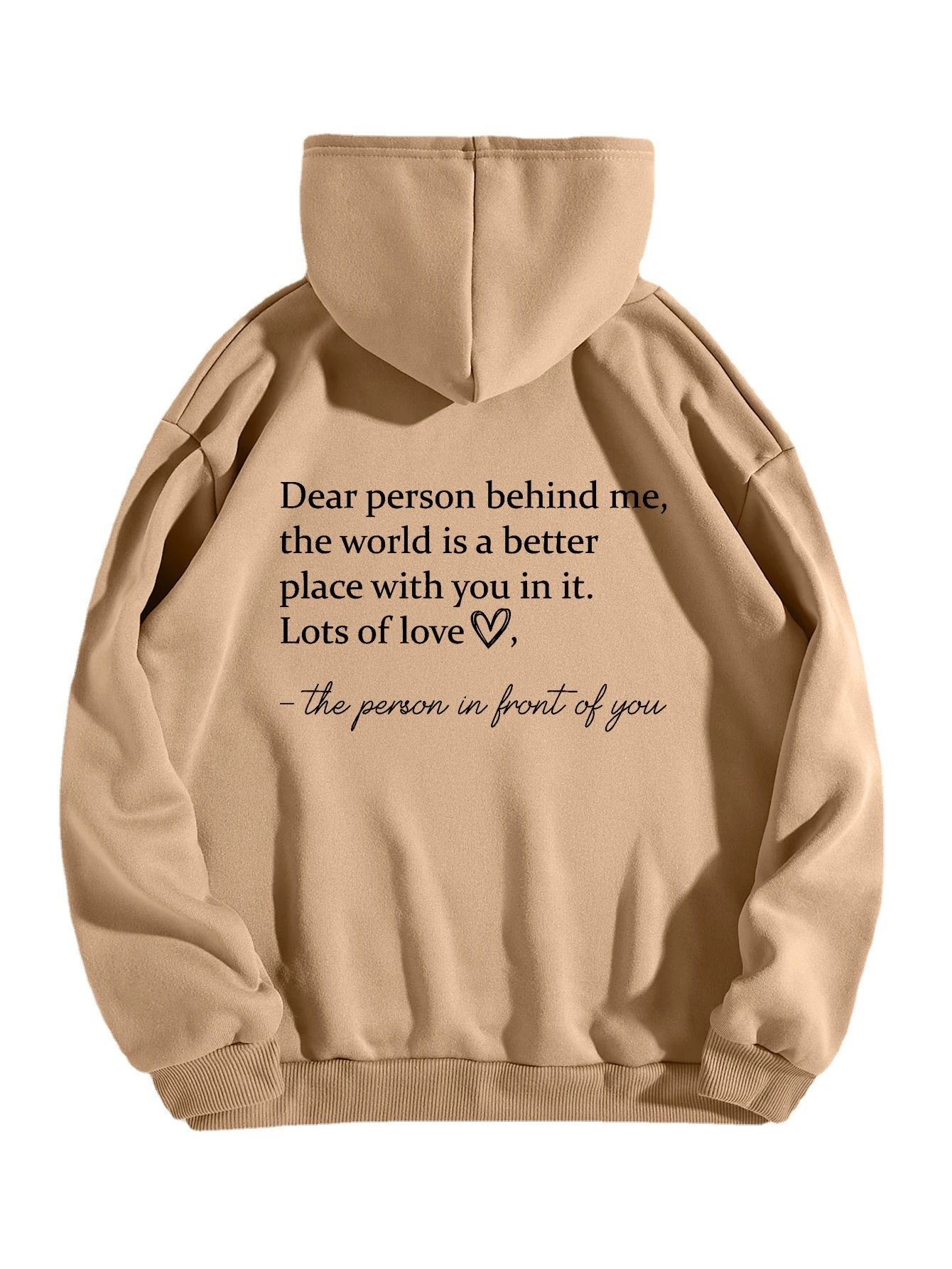 "Dear Person Behind Me" hoodie, effen met letters, voor een casual look. Comfortabele trui voor dagelijks gebruik. Ideaal voor elke dag. — foto 7