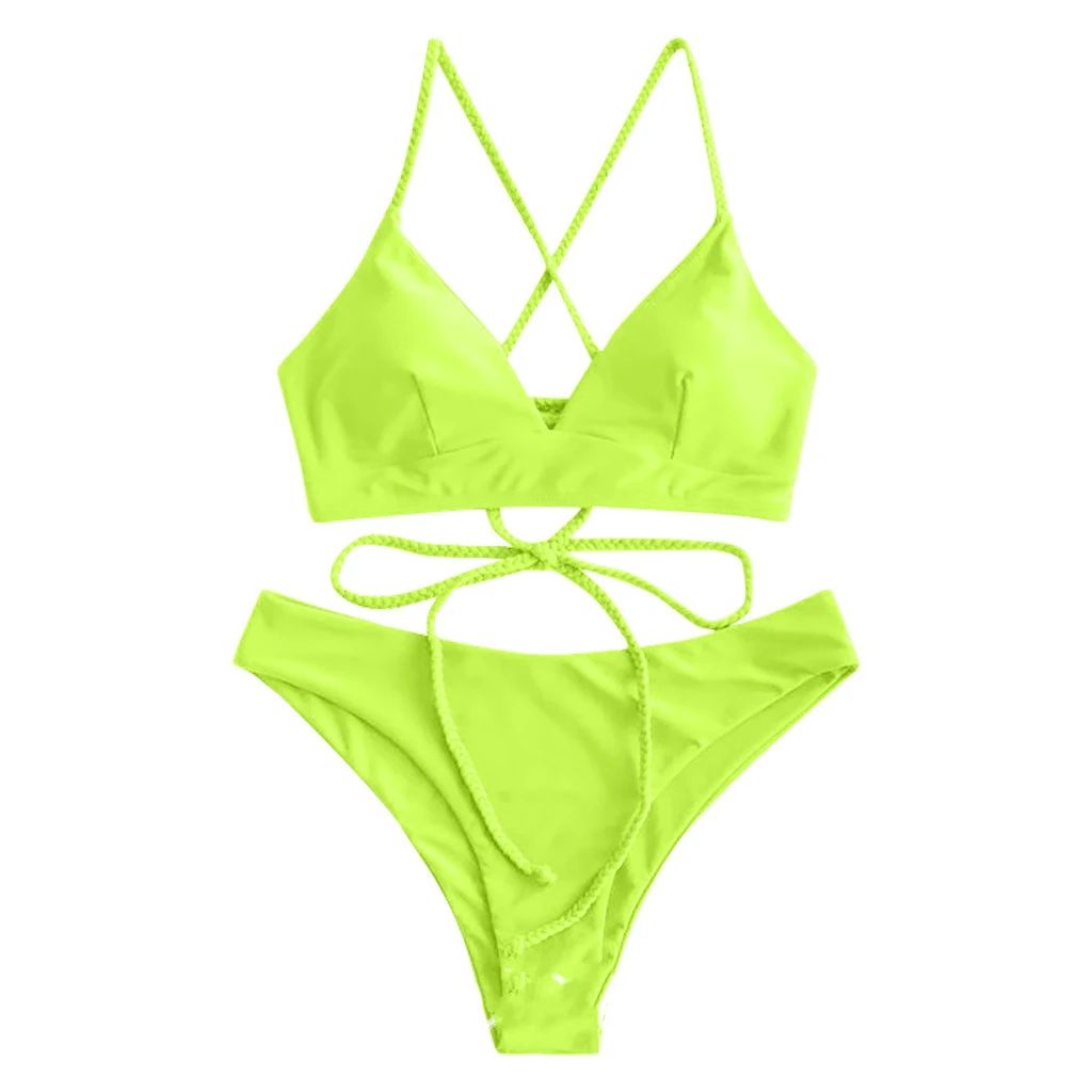 Title 7, Solid color bikini, sexy strappy swimsuit for a...