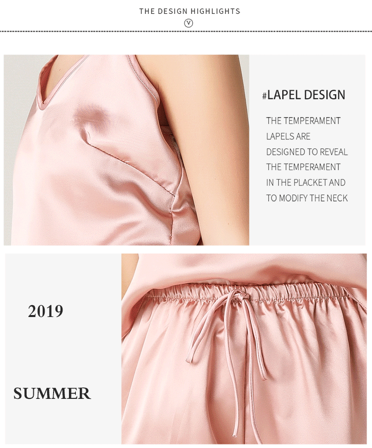Dames imitatie zijden pyjama met V-hals en bandjes, voor zachte nachten en comfortabel slapen, een vleugje luxe voor een goede nachtrust. — foto 1