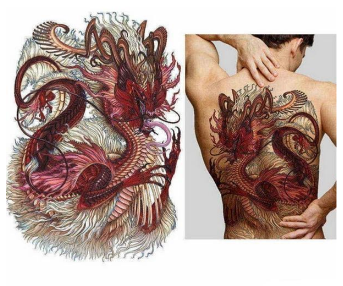 Übergroße, wasserfeste und umweltfreundliche Tattoo-Sticker für den ganzen Rücken, anpassbar. Dein temporäres Kunstwerk für den Rücken! — foto 8