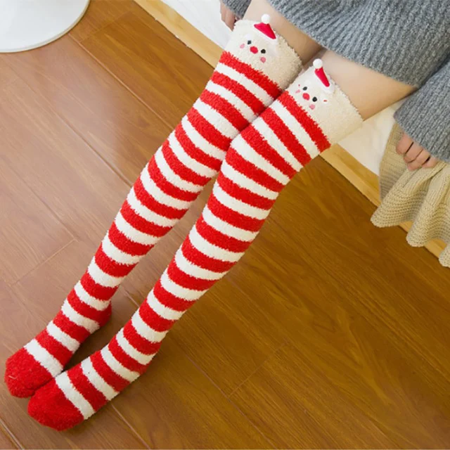 Title 7, Christmas Long Socks Winter Women Striped Stock...