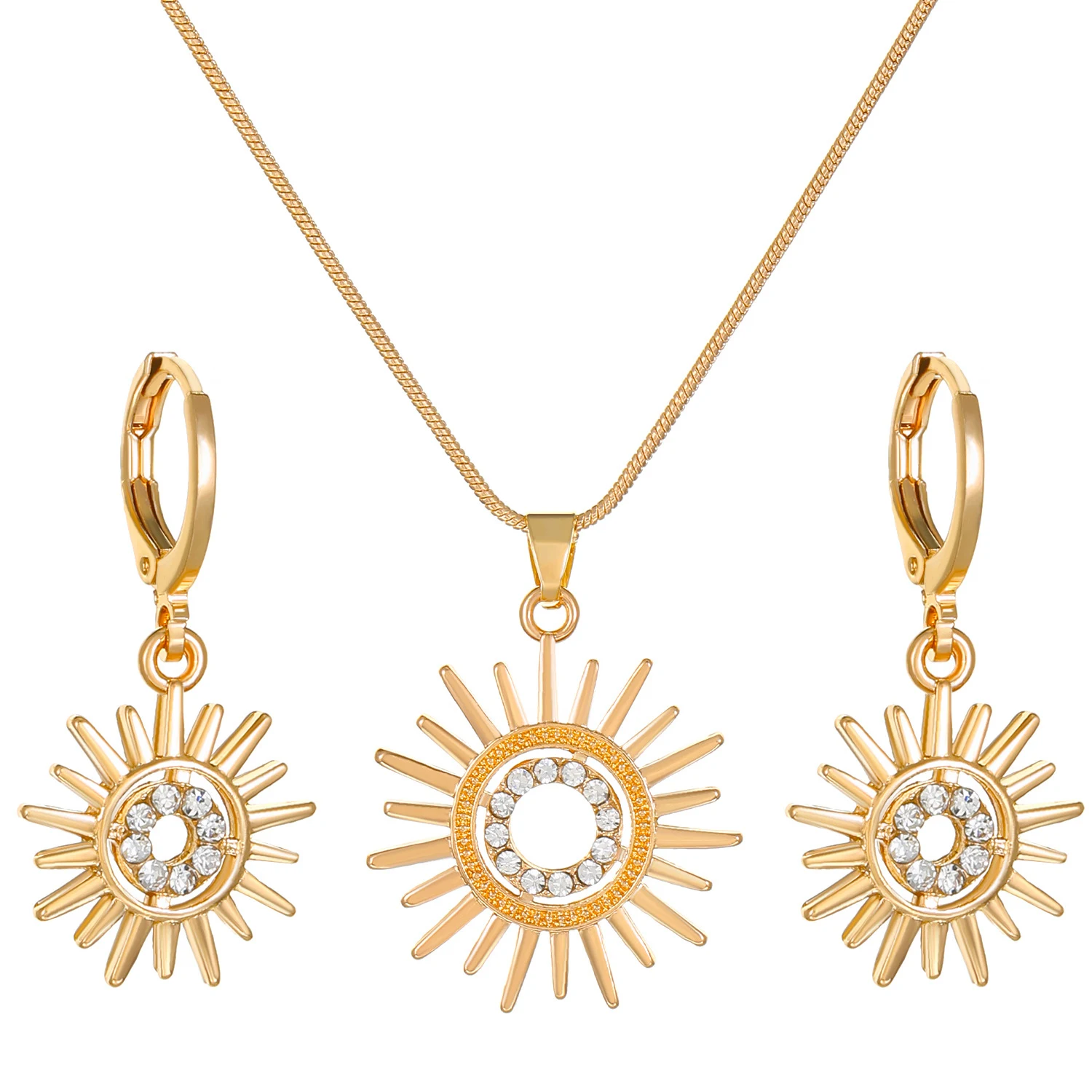 Conjunto de joias feminino com brincos e colar de girassol, adicione um toque floral ao seu visual e brilhe. — foto 2