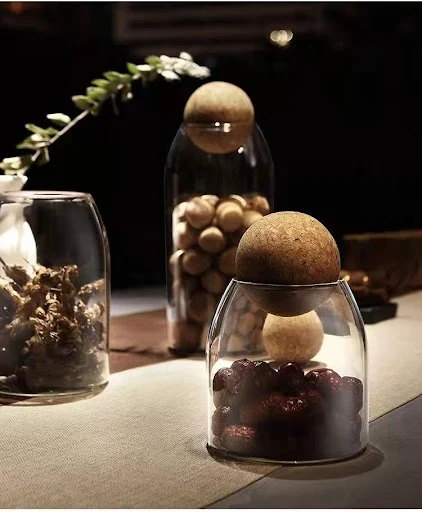 Title 9, Glass jar with ball cork tea seal, airtight sto...