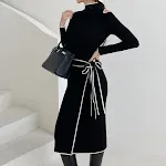 Lace-up Slip-shoulder Knitted Sweater Dress, a stylish and comfortable choice for a modern look, perfect for various occ — photo 8