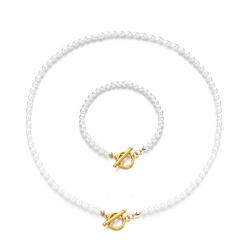 Conjunto de pulseira e colar de pérolas. Adicione elegância ao seu visual. Ideal para eventos especiais, realça sua beleza com sofisticação. — foto 1