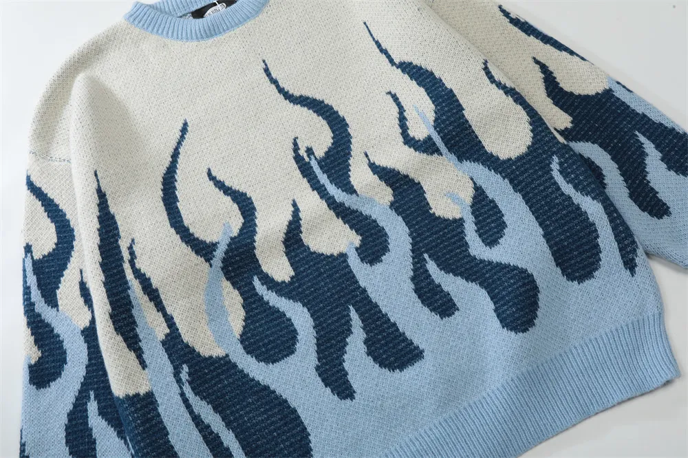 Title 4, Mens Design Abstract Flame Jacquard Pullover K...