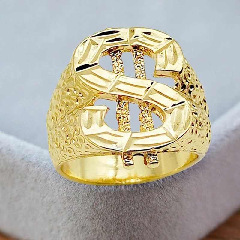 Anel de Hip Hop Masculino com Símbolo de Dólar Personalizado Expresse seu estilo único com este anel estiloso e exclusivo — foto 3