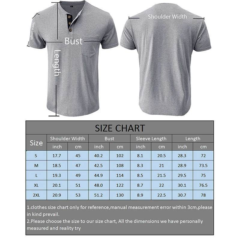 Title 1, Mens Short-sleeved Henley Shirt Top, comfortab...