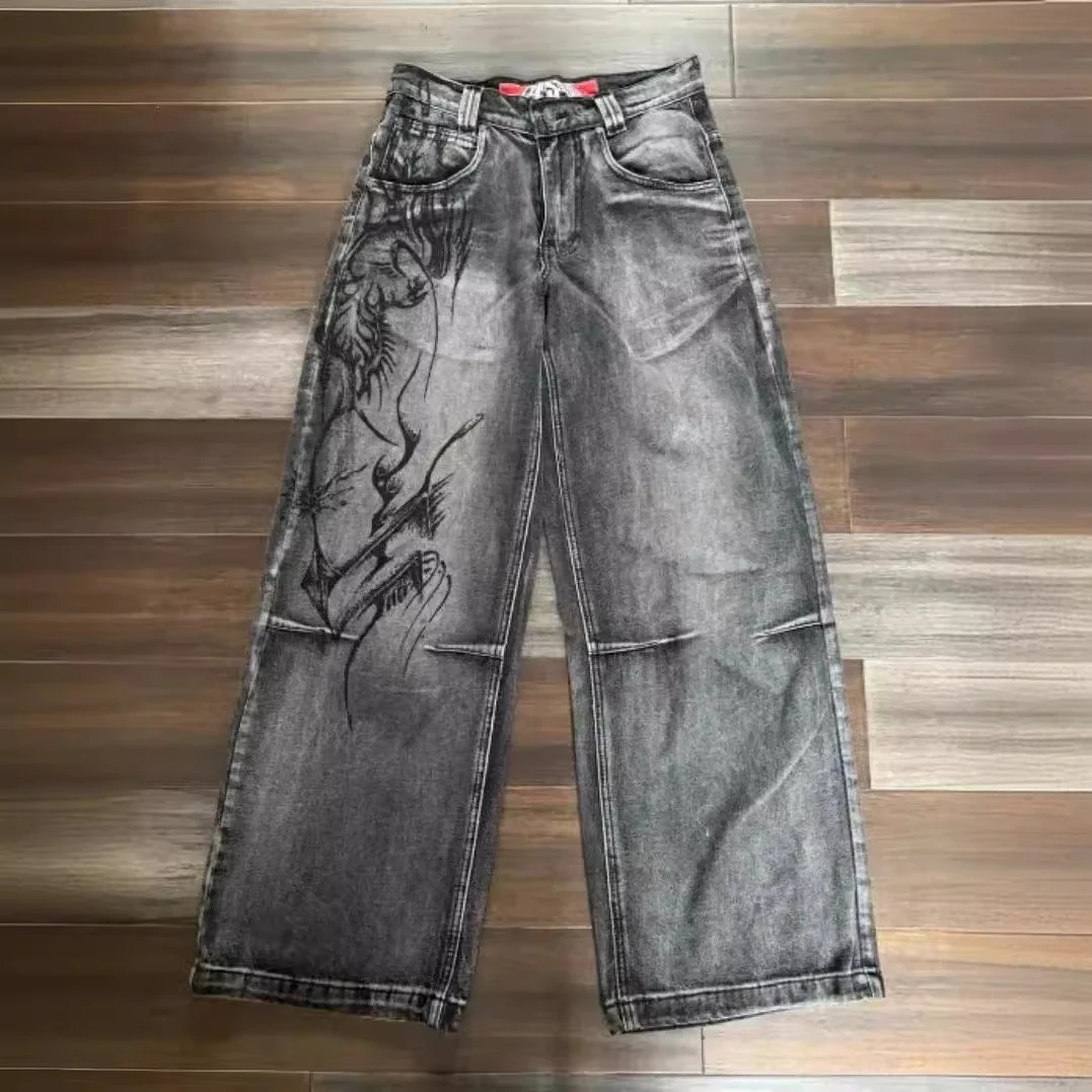 Retro Worn Looking Washed-out Hip Hop Loose Wide Leg Jeans Trendy Cool Jeans for ultimate comfort and effortless style, — photo 1