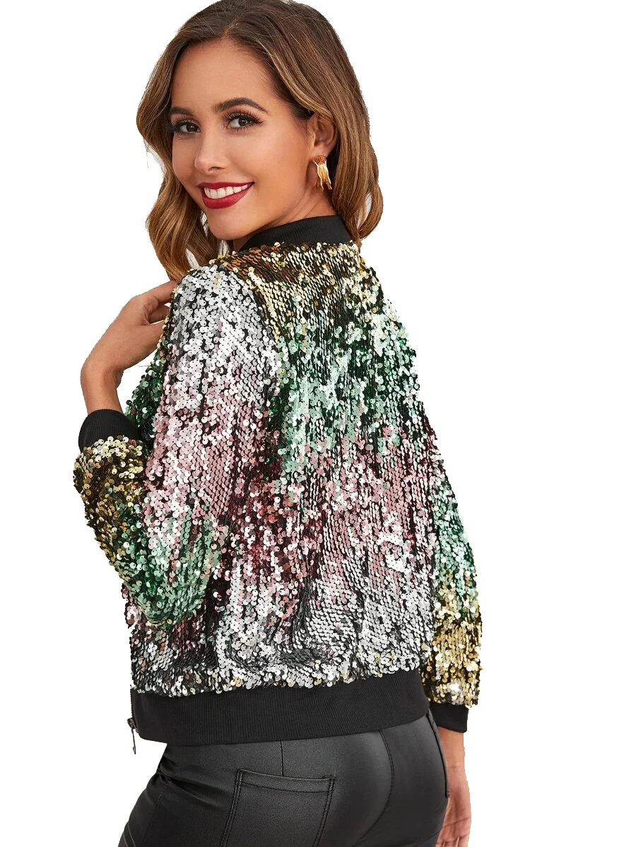 Title 4, Womens Fashion Casual Color Sequined Jacket, a...