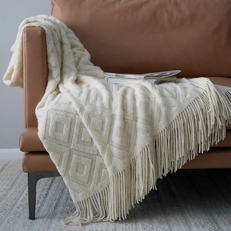 Title 3, Jacquard Knitted Bed Tail Towel Autumn Winter B...