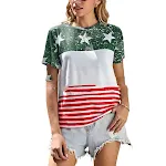 Summer T Shirt Women Fashion Summer Printing Easy Leisure Striped Shirt With Short Sleeves — photo 4