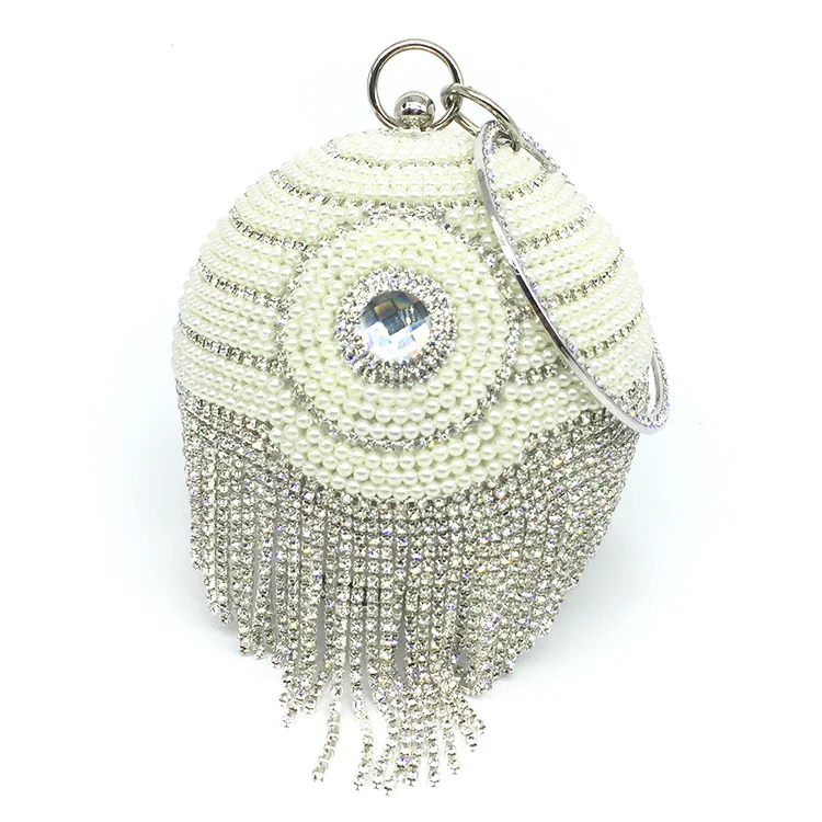 Bolsa de jantar esférica feminina com diamantes, luxuosa e charmosa. Ideal para eventos noturnos, adicionando brilho e elegância ao seu visual. — foto 4