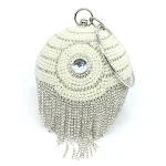 Bolsa de jantar esférica feminina com diamantes, luxuosa e charmosa. Ideal para eventos noturnos, adicionando brilho e elegância ao seu visual. — foto 4