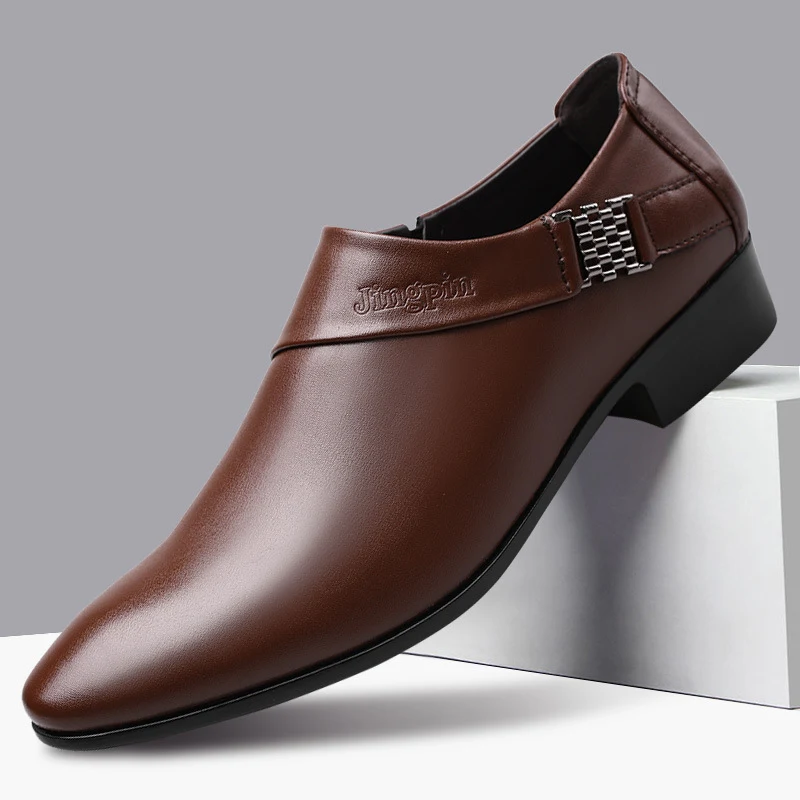 Sapatos de couro casuais masculinos formais para negócios, combinam com tudo, perfeitos para o trabalho e eventos sociais, estilo versátil. — foto 2