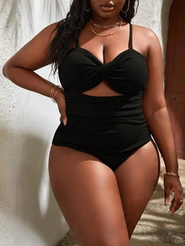 Title 5, Plus Size Womens Black Slimming Sling Triangle...