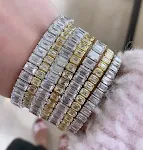 Corrente de tênis geométrica com bezel de CZ retangular branco 5A gelada, brilho deslumbrante, joia luxuosa. — foto 6
