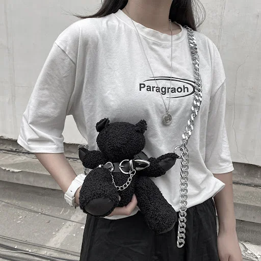 Title 4, Bolsa mensageiro de pelúcia de mink, urso fofo ...