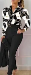 Conjunto de calça com top de manga comprida estampado e cinto, ideal para um visual elegante e moderno, proporcionando conforto e estilo. — foto 25
