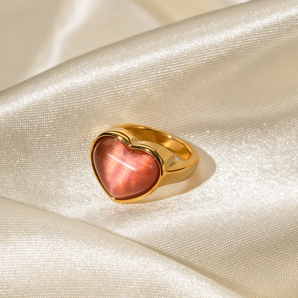 Anel de aço inoxidável com opala para mulheres Joia fashion e elegante. Perfeito para uso diário e ocasiões especiais. Design moderno e durável. — foto 6