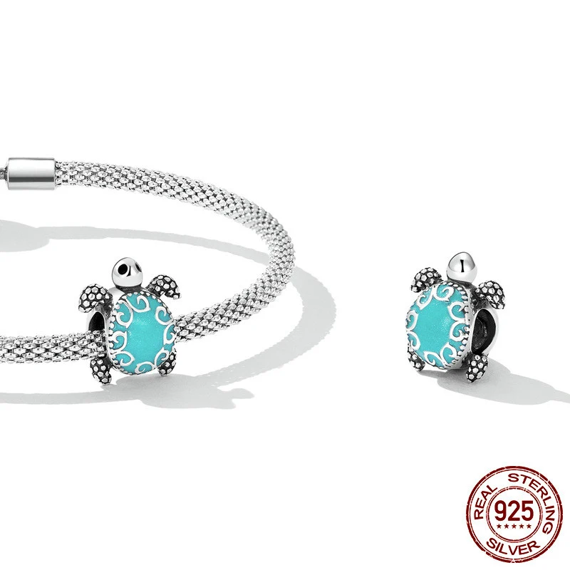 Contas de Prata Vintage Tartaruga Marinha Longevidade — Símbolo de boa sorte e vida longa, ideal para pulseiras e colares, um amuleto especial. — foto 1