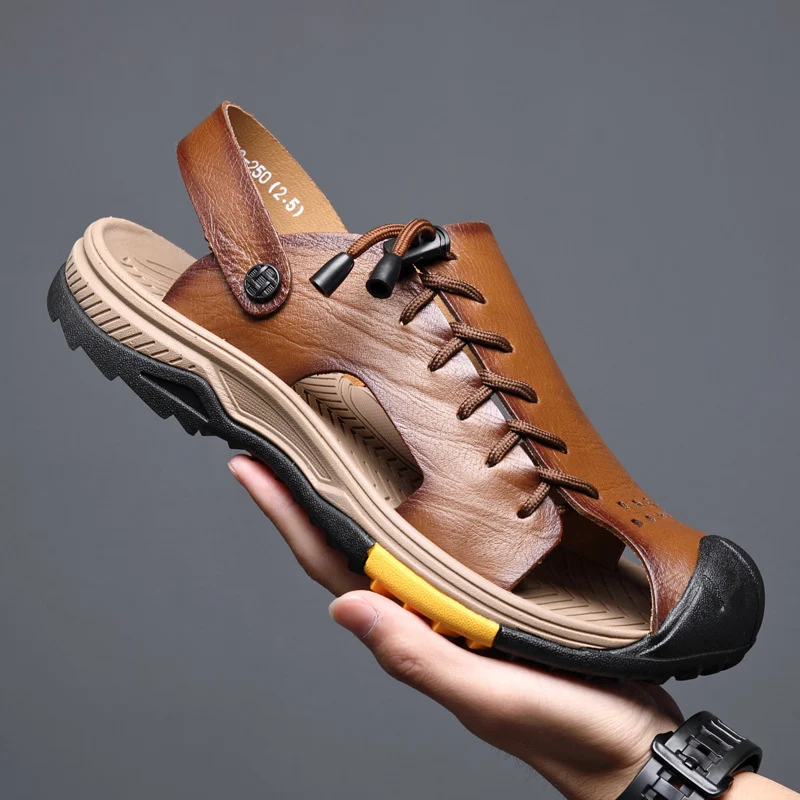 Title 7, Mens Summer Outdoor Leather Large Size Beach S...