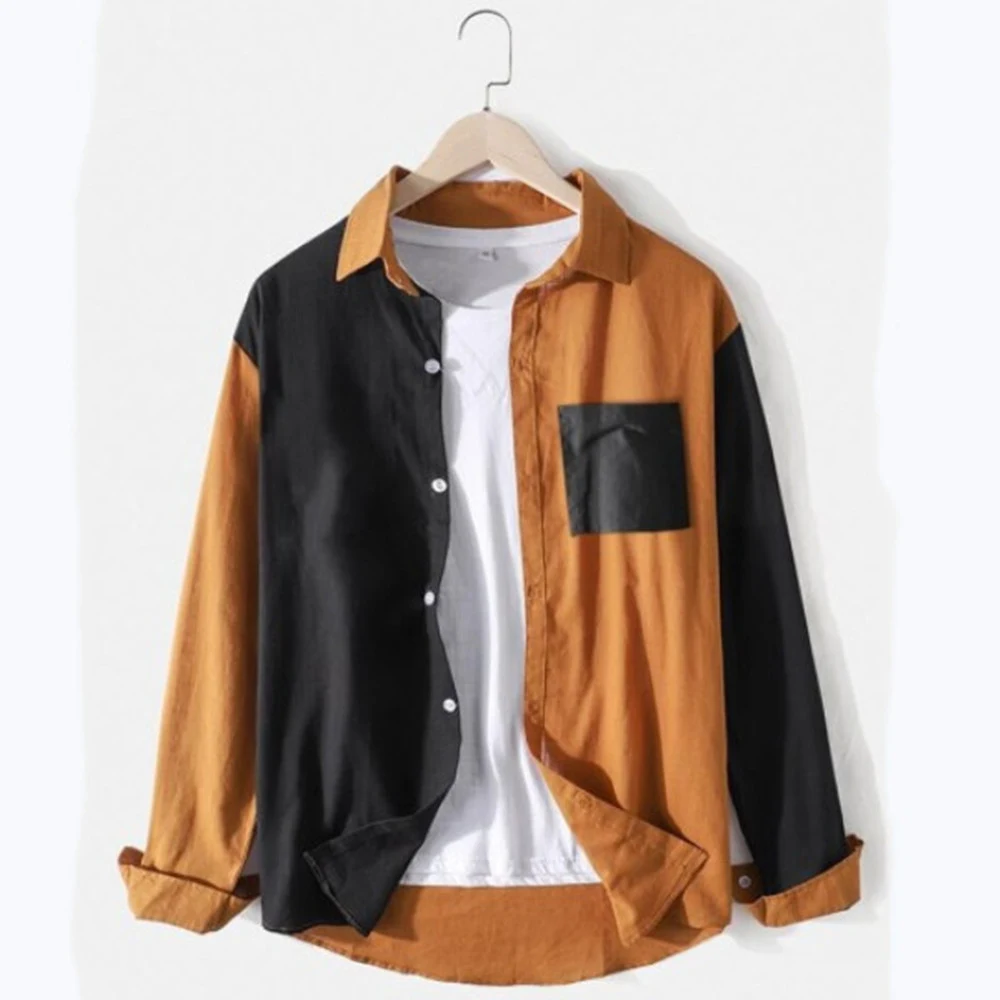 Title 1, Camisa Manga Longa Slim Colorblock Masculina Mo...