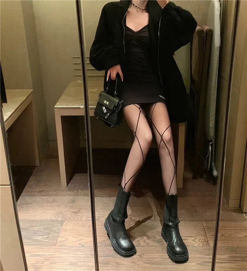 Title 2, Cross Perspective Long-tube Fishnet Socks