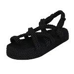 Sandálias Boho Femininas Plataforma de Corda de Cânhamo Conforto e Estilo para o Verão Perfeitas para um Look Casual e Descontraído em Qualquer Ocasião — foto 3