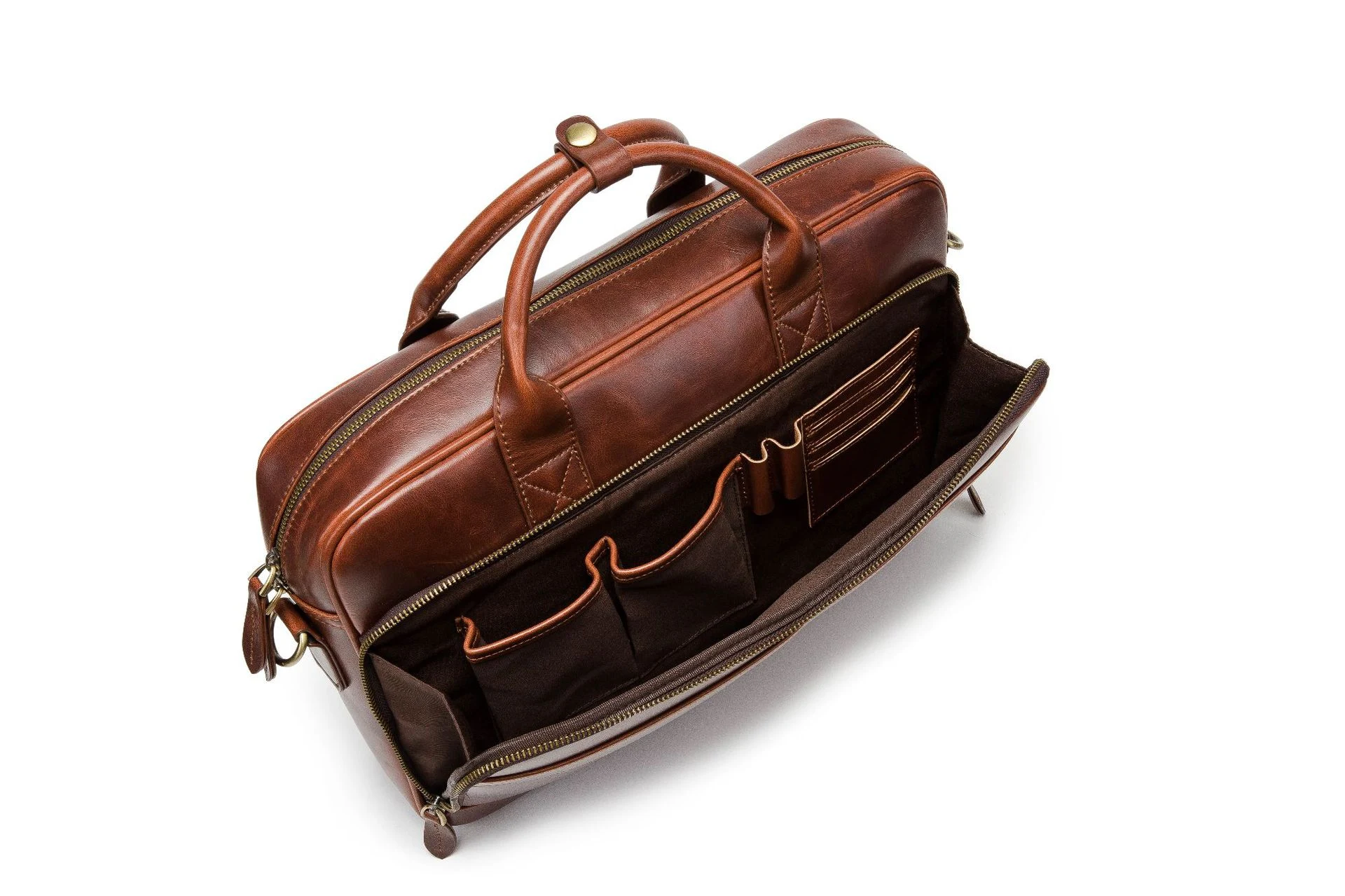 Horse Leather Men's Shoulder Bag Leather Laptop Briefcase Portable Stylish and durable for work and travel. A sophistica — photo 8