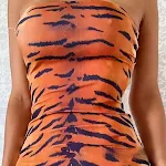 Foreign Trade Tiger Pattern Lace Stitching Printed Sexy Tube Top Tight Skirt — photo 5