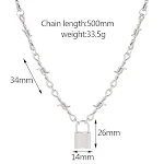 Colar com pingente de cabeça de cadeado Fashion Thorns. Um acessório ousado para realçar seu estilo. Design único, perfeito para quem busca originalidade. — foto 1
