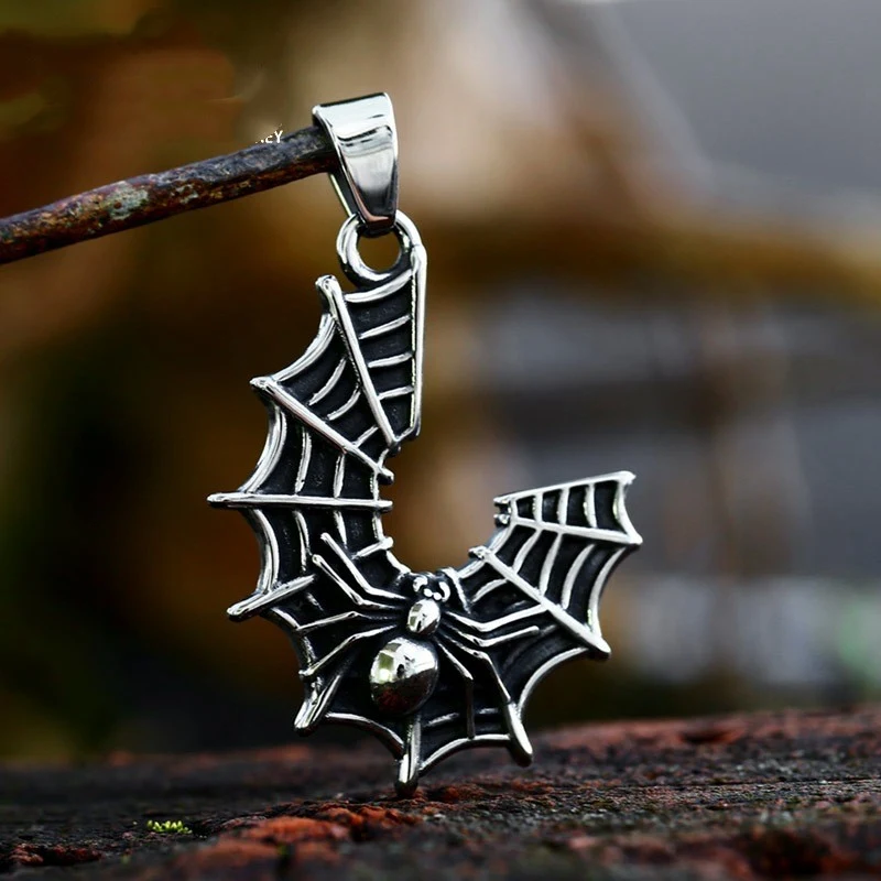 Title 3, Colar pingente teia de aranha em aço inoxidável...