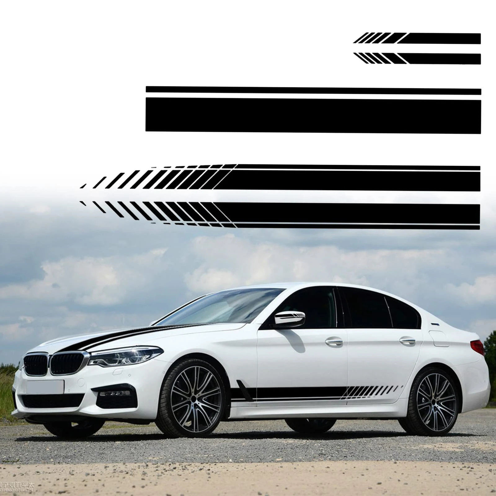 Car body beltline stickers, side skirt stripes, machine covers and rearview mirror covers for a stylish and protected ca — photo 4