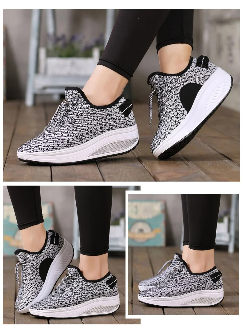 Title 10, New flying woven rocking shoes thick-soled, exp...