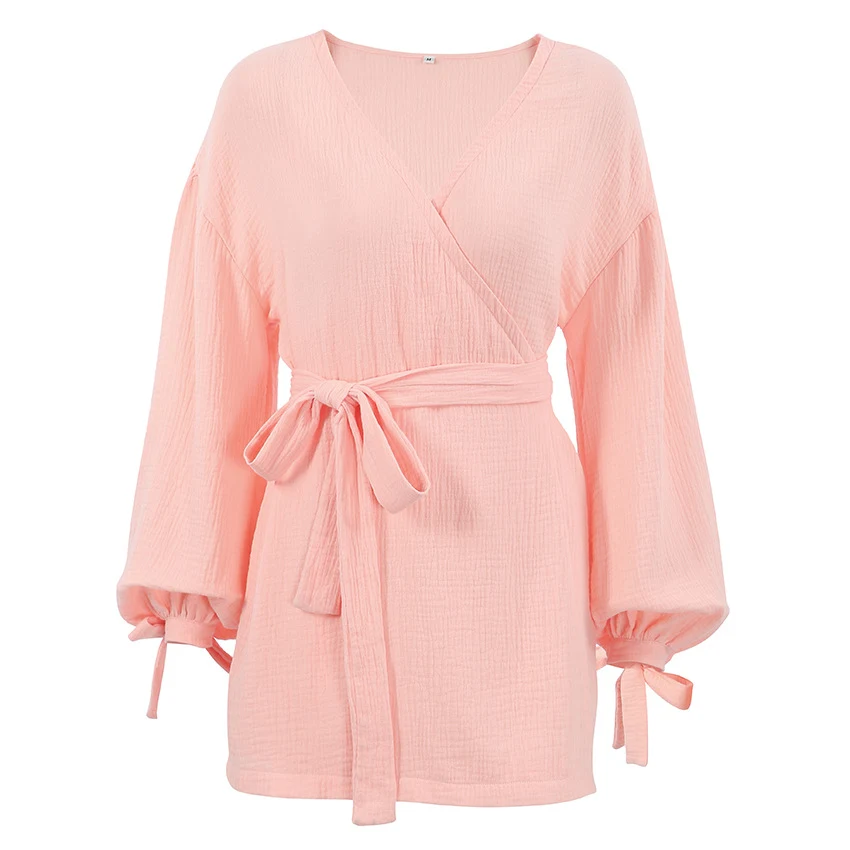 Women's Long Sleeve Nightgown, Loose Fit Loungewear Pajamas. Double Layer Gauze, Moisture Wicking Sleepwear for Comforta — photo 6