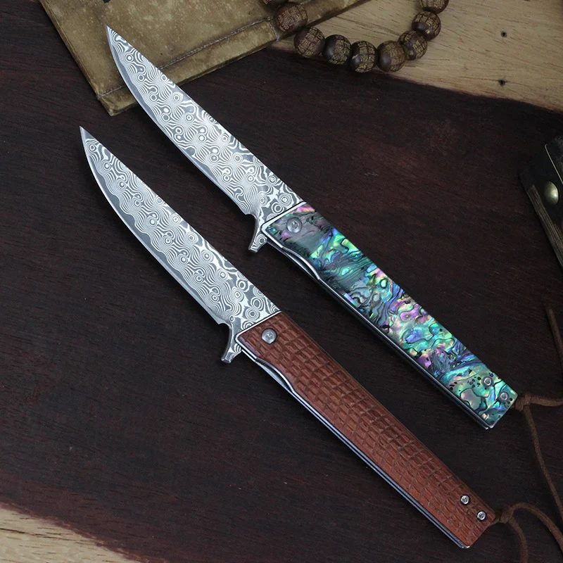 Mini Portable Damascus Pen Color Shell Handle Outdoor Knife, Compact and Durable, Perfect for Everyday Carry, Outdoor Ad — photo 5