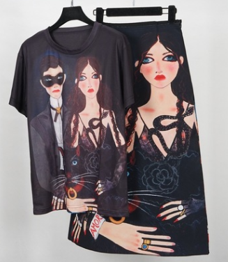 T-shirt fratello e sorella con stampa coppia notturna, personaggio dei cartoni animati, gonna, per un regalo originale e divertente. — foto 3