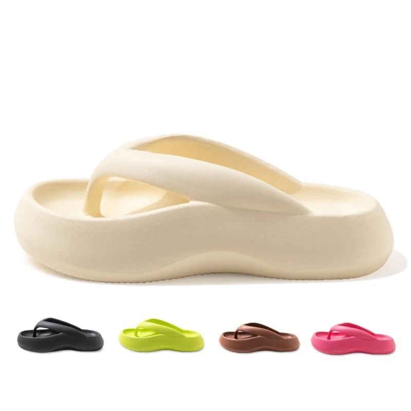 Dames flip-flops voor de zomer, dikke zool, zwart, hoogwaardige veelzijdige strandschoenen, ideaal voor strand en zwembad. — foto 3