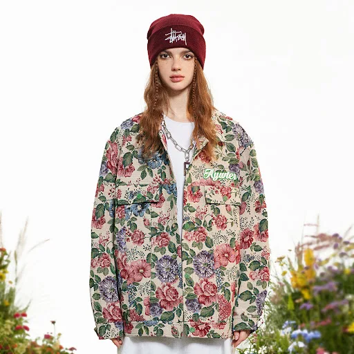 Title 6, Amerikanische Retro Jacke mit Blumenmuster, gar...